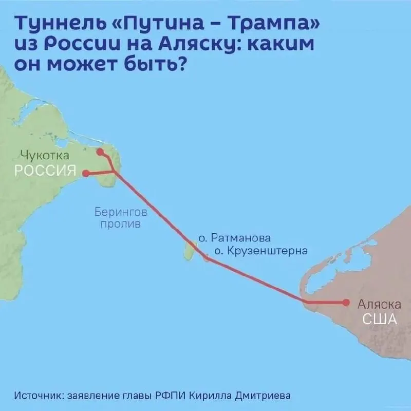 5 июня на полях ПМЭФ планируют подписать соглашение о проектировании подводного тоннеля длиной до 112 км, который должен соединить Чукотку и Аляску. Предварительная оценка строительства превышает $65 млрд.