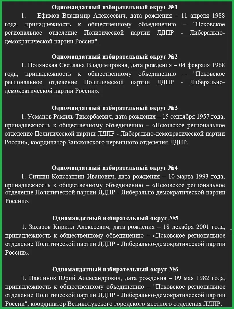Избирательная комиссия официально зарегистрировала список кандидатов ЛДПР на выборы в региональное Заксобрание. В списке — региональный координатор Антон Минаков и двое депутатов Госдумы, не являющихся местными; по одномандатным округам кандидаты указаны в документах избиркома.